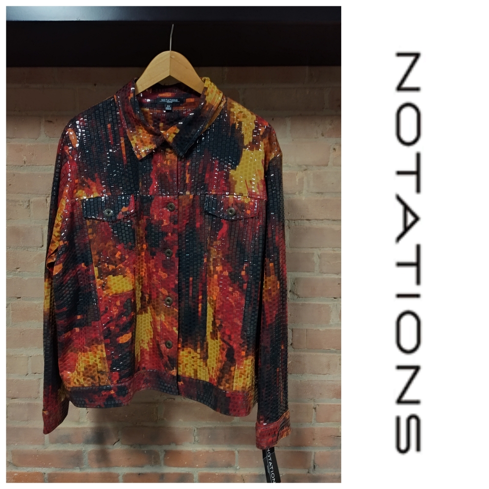 Notations | Women’s Red & Black Abstract Print Jacket